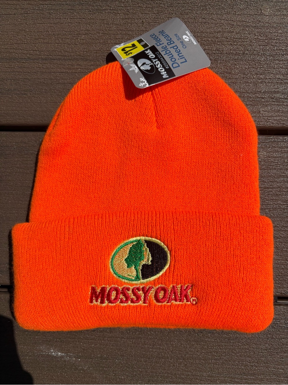 MOSSY OAK Double Fleece Lined Beanie Cap Blaze Orange Hunt